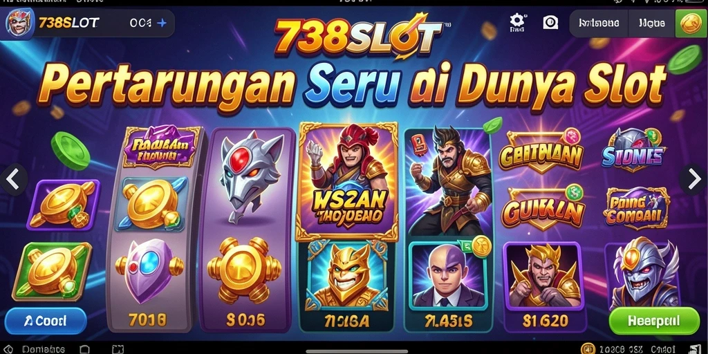 Screenshot gameplay 738SLOT menampilkan pertarungan yang intens dan grafis luar biasa.