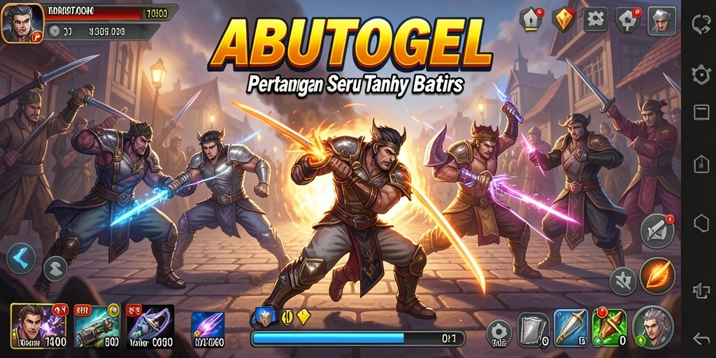 Tampilan seru dari gameplay ABUTOGEL menampilkan pertempuran mendebarkan.