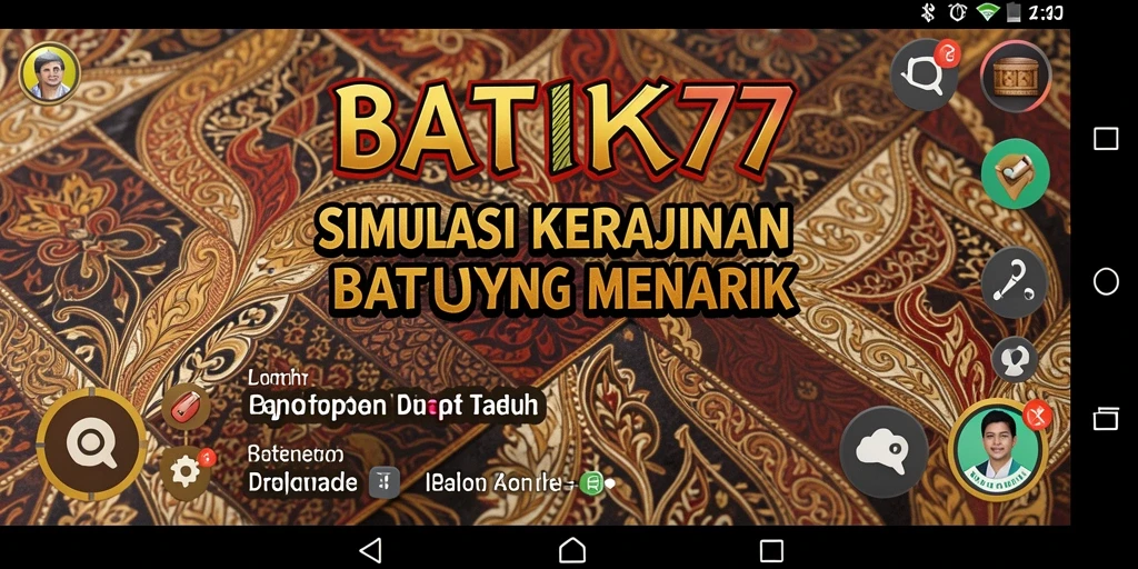 Screenshot gameplay BATIK77 menampilkan proses pembuatan batik.