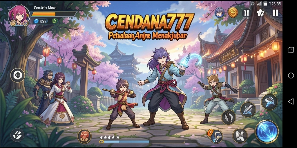 Tampilan gameplay CENDANA777 dengan karakter anime yang dinamis.