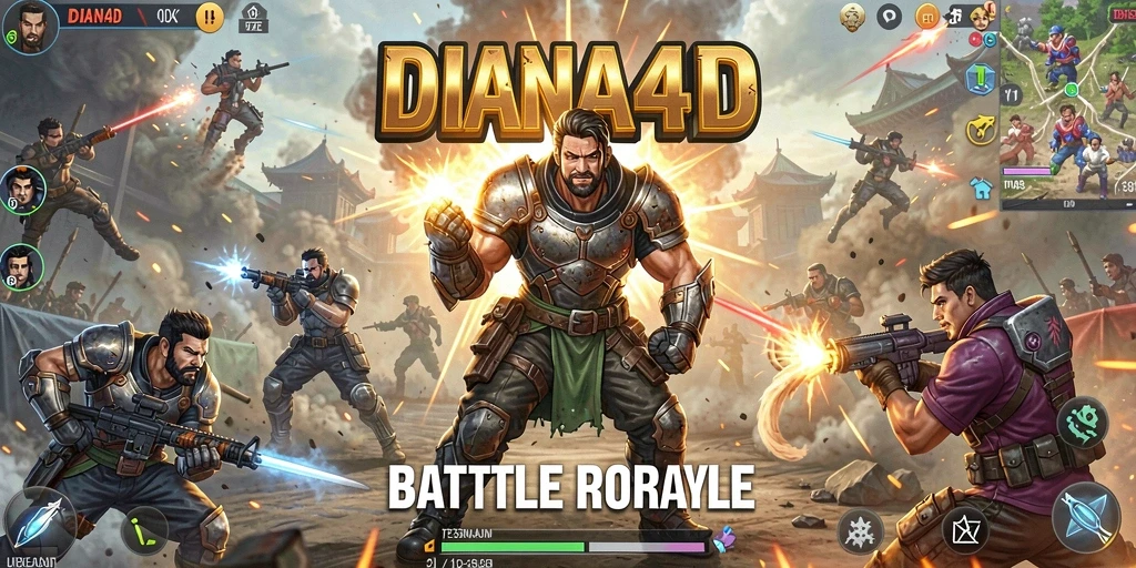 Tampilan gameplay <strong>DIANA4D</strong> dalam pertempuran intens Battle Royale.