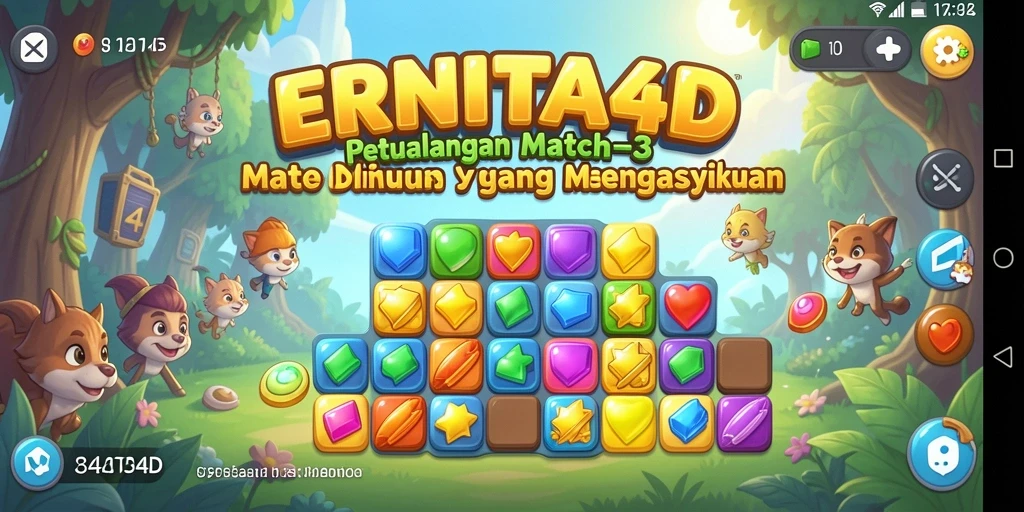 Tampilan menarik ERNITA4D dengan gameplay Match-3 yang seru.
