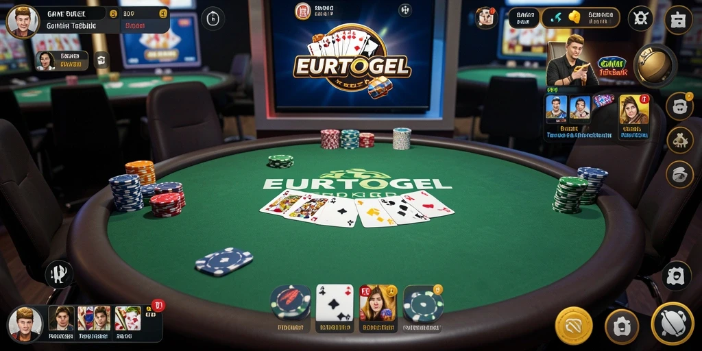 Tampilan gameplay poker yang mengasyikkan dan interaktif.