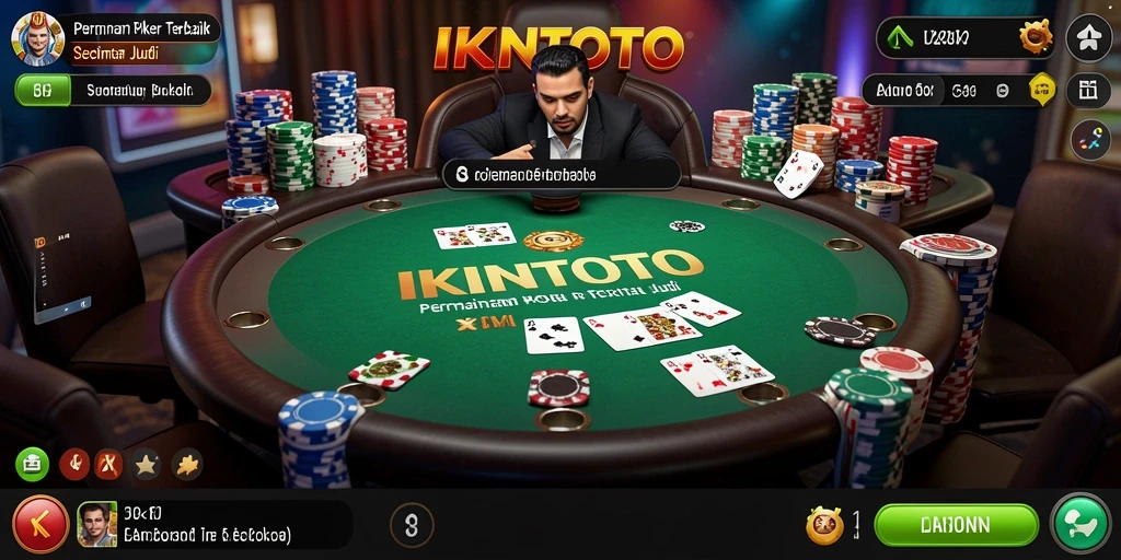Screenshot permainan poker dengan suasana yang menegangkan.