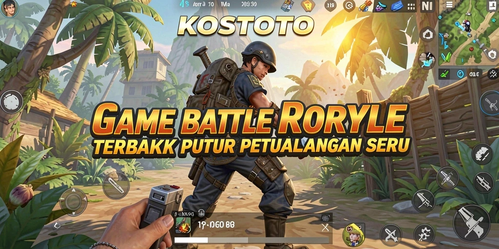 Screenshot gameplay KOSTOTO menampilkan aksi seru saat bertarung di Battle Royale.