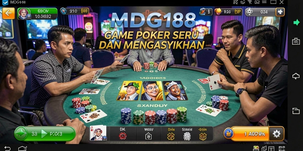 Tampilan gameplay Poker di MDG188 yang menarik dan kompetitif.