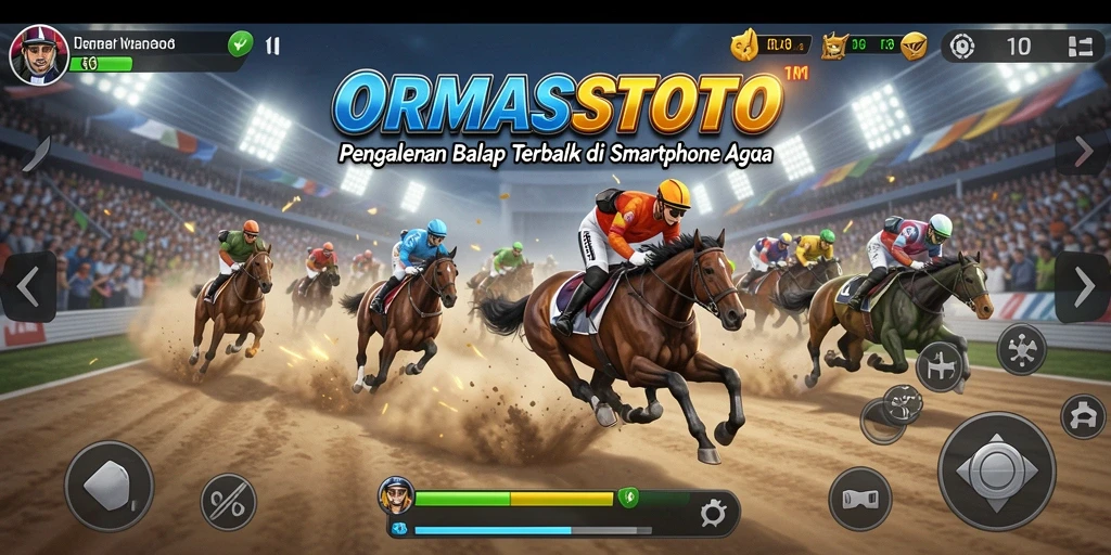 Screenshot gameplay ORMASSTOTO menampilkan balapan yang mendebarkan.