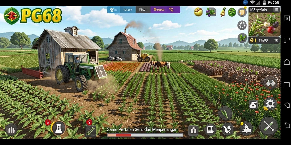 Screenshot gameplay PGG68 menunjukkan momen seru bertani.