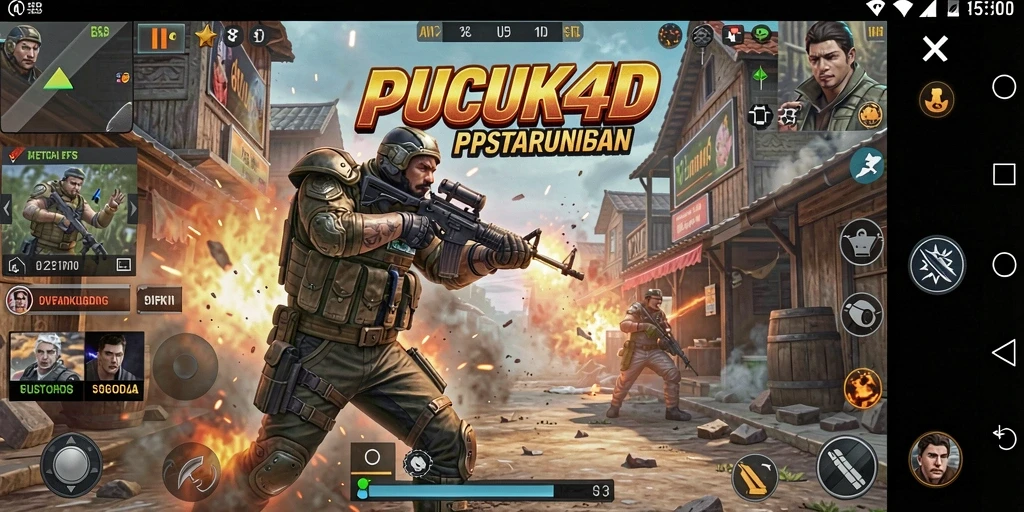 Tampilkan gameplay intens PUCUK4D dengan pertempuran seru di medan perang.