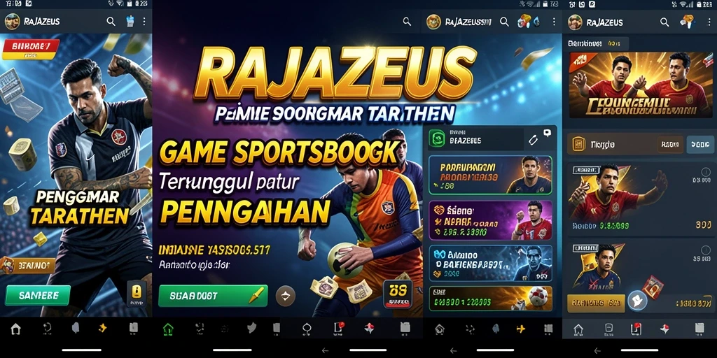 Tampilan antarmuka user-friendly aplikasi RAJAZEUS untuk taruhan olahraga.