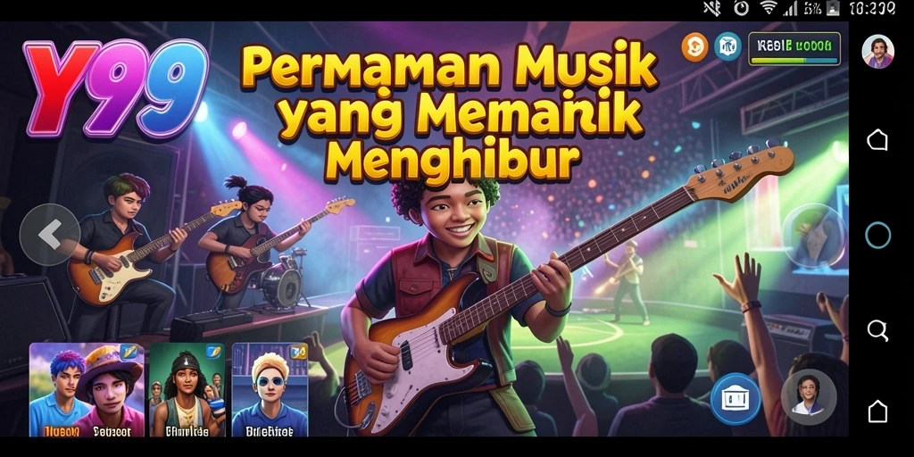 Screenshot gameplay Y89 yang menampilkan keseruan bermain musik.